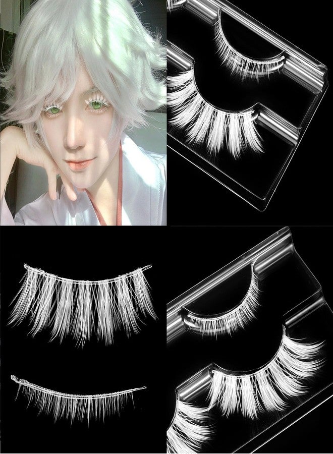 Thrymme 4 Pairs White Eyelashes, White Lashes for Christmas & Anime Events, Fluffy Manga Style False Eyelashes with Invisible Band, Japanese Style for Party & Photo Shoots - Image 5